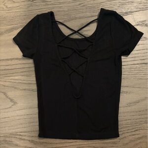 Haley & June Ribbed Scoop Neck Crisscross Top